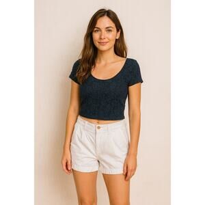 Abercrombie & Fitch Women's Roll Cuff Mid-Rise Pleated Chino Shorts White SZ 00
